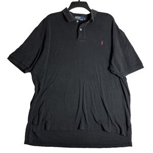 Polo Ralph Lauren Shirt Mens XL Black Red Pony‎ Jersey Stretch Soft T82
